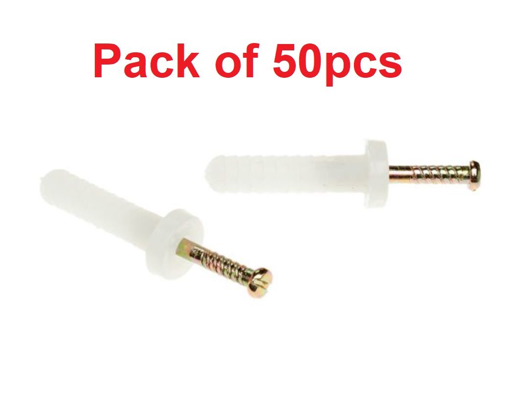Nail In Plugs Nylon Anchor Round Head 5mm x 25mm Pack of 50 TUFRHNA525/50