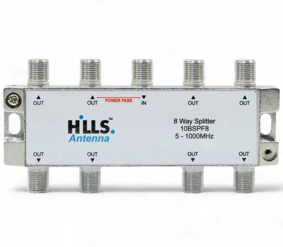 8 Way Splitter 5-1000MHz F Type Power Pass 10BSPF8