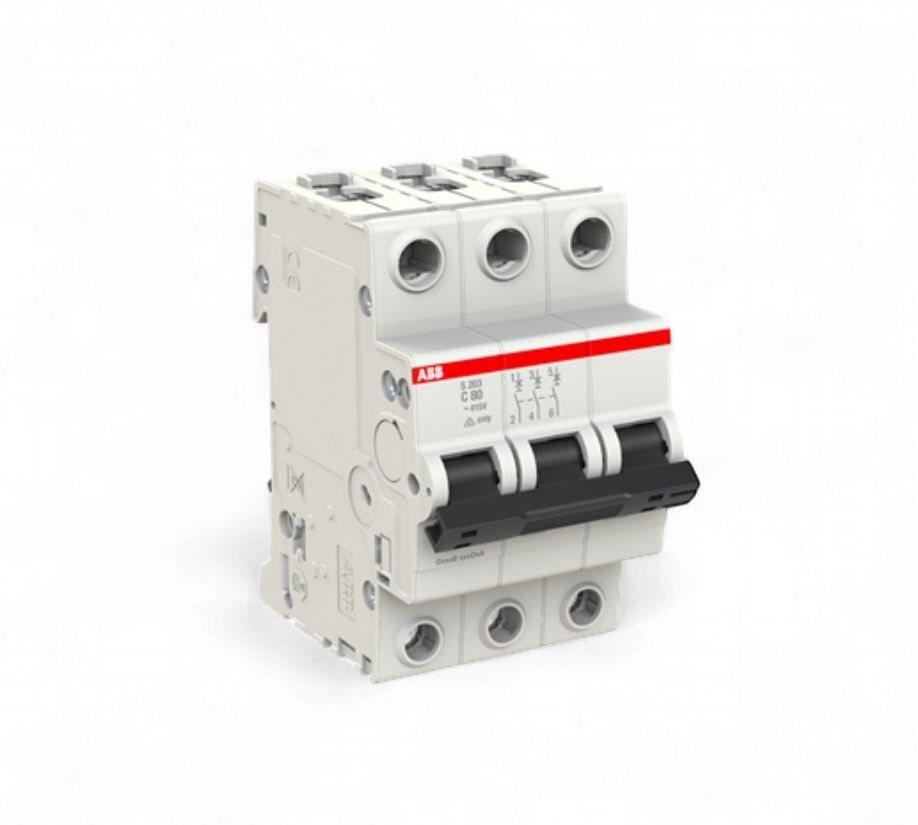 80A Compact Miniature Circuit Breaker 3 Pole MCB 6kA 18mm pitch 2CDS253240R0804 S203C80