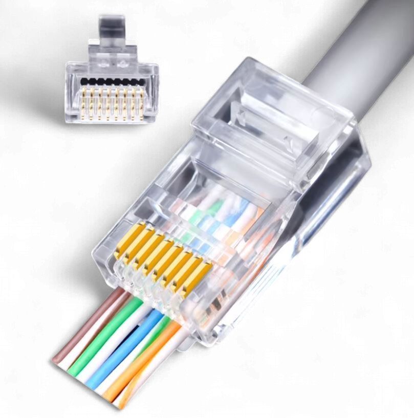 RJ45 Plug 8P8C Cat6 C5E Solid UTP Pass Through Connector pack of 50 pcs RJ45-JACK-50