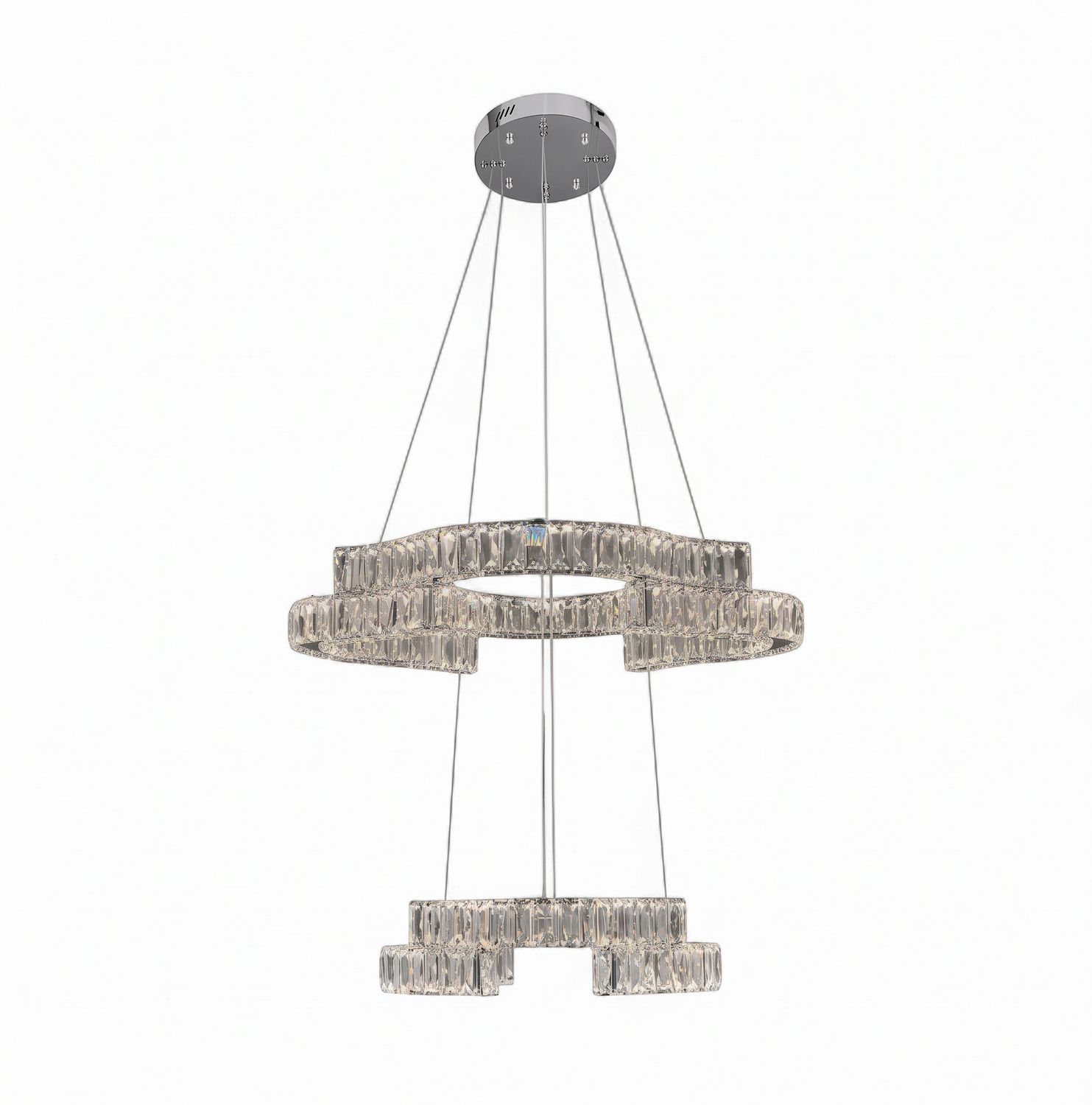 JENGA 2 Tier Crystal Pendant Chandelier Tri-colour CCT LED (Chrome Finish) J01PS-600