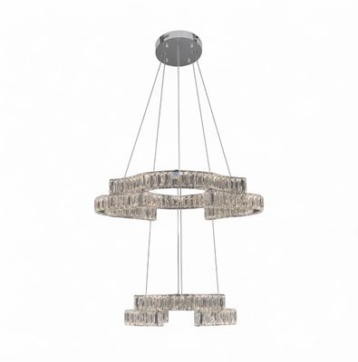 JENGA 2 Tier Crystal Pendant Chandelier Tri-colour CCT LED (Chrome Finish) J01PS-600
