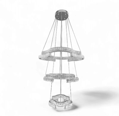 JENGA 3 Tier Crystal Pendant Chandelier Tri-colour CCT LED (Chrome Finish) J07PS-800