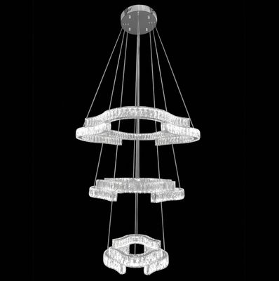 JENGA 3 Tier Crystal Pendant Chandelier Tri-colour CCT LED (Chrome Finish) J07PS-800