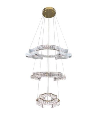 JENGA 3 Tier Crystal Pendant Chandelier Tri-colour CCT LED (Gold Finish) J07PG-800