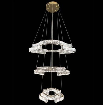 JENGA 3 Tier Crystal Pendant Chandelier Tri-colour CCT LED (Gold Finish) J07PG-800