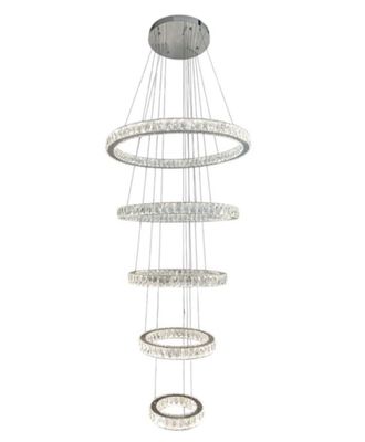 AARON 5 Ring Crystal Pendant Chandelier Tri-colour CCT LED (Chrome Finish) J44PS-800