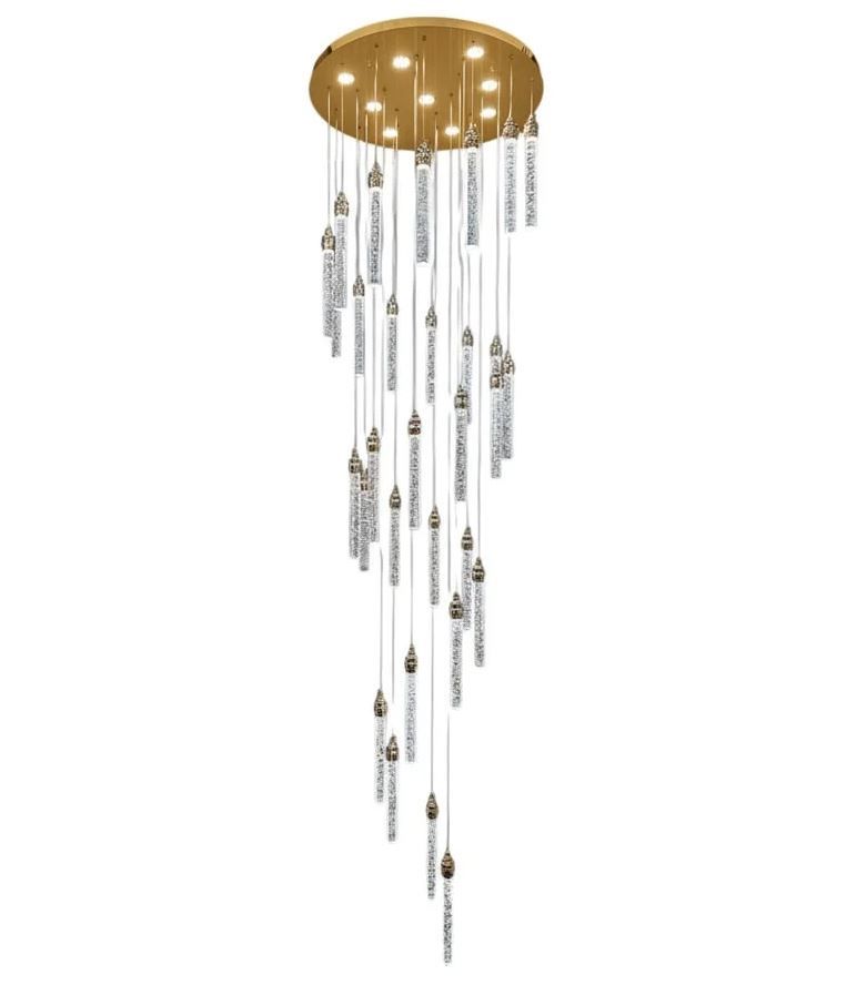 LENA 30 Stick Crystal Pendant Chandelier Tri-colour CCT LED (Gold Finish) J06CG-800