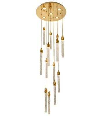 LENA 15 Stick Crystal Pendant Chandelier Tri-colour CCT LED (Gold Finish) J05CG-550