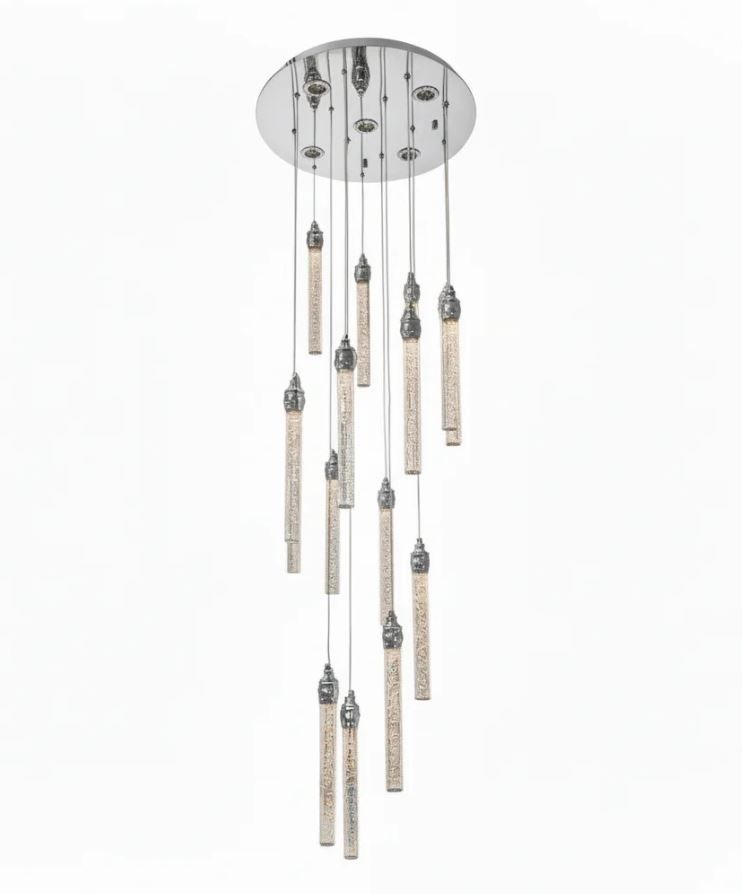 LENA 15 Stick Crystal Pendant Chandelier Tri-colour CCT LED (Chrome Finish) J05CS-550