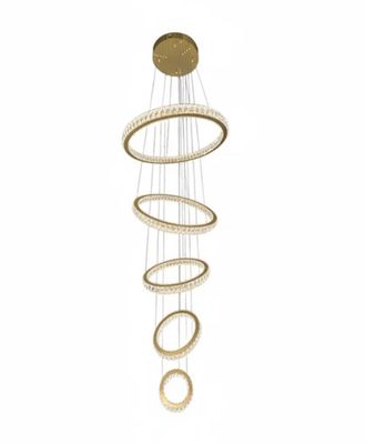 AARON 5 Ring Crystal Pendant Chandelier Tri-colour CCT LED (Gold Finish) J44PG-800