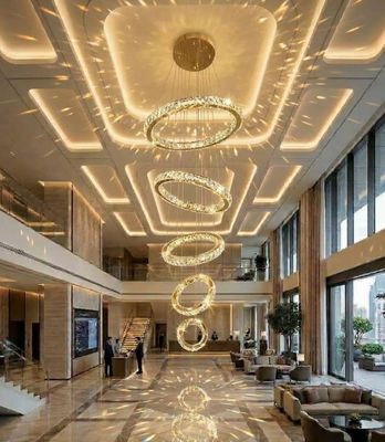 AARON 5 Ring Crystal Pendant Chandelier Tri-colour CCT LED (Gold Finish) J44PG-800