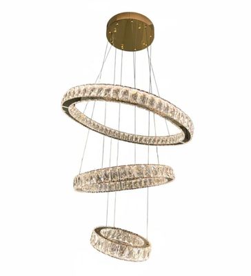 AARON 3 Ring Crystal Pendant Chandelier Tri-colour CCT LED (Gold Finish) J43PG-700
