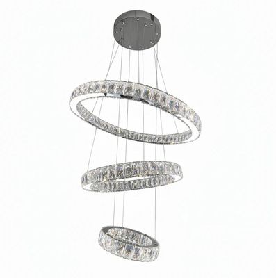AARON 3 Ring Crystal Pendant Chandelier Tri-colour CCT LED (Chrome Finish) J43PS-700
