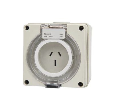 3 Flat Pin 15A Socket Outlet Industrial IP66 SC315
