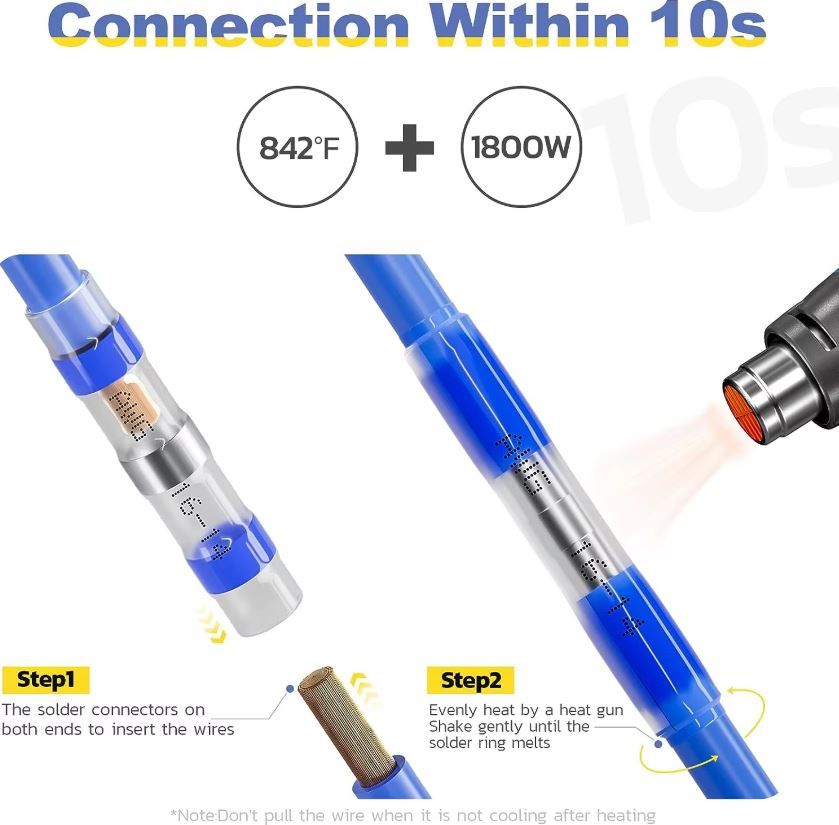 100pcs Waterproof Solder Seal Wire Butt Insulated Connectors Ring Heat Shrink IP66 RHS-100