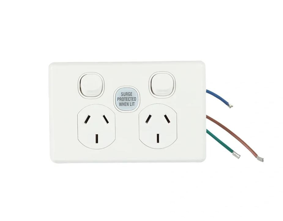 Clipsal Surge Protected Double power point with Surge Protection C2025SF