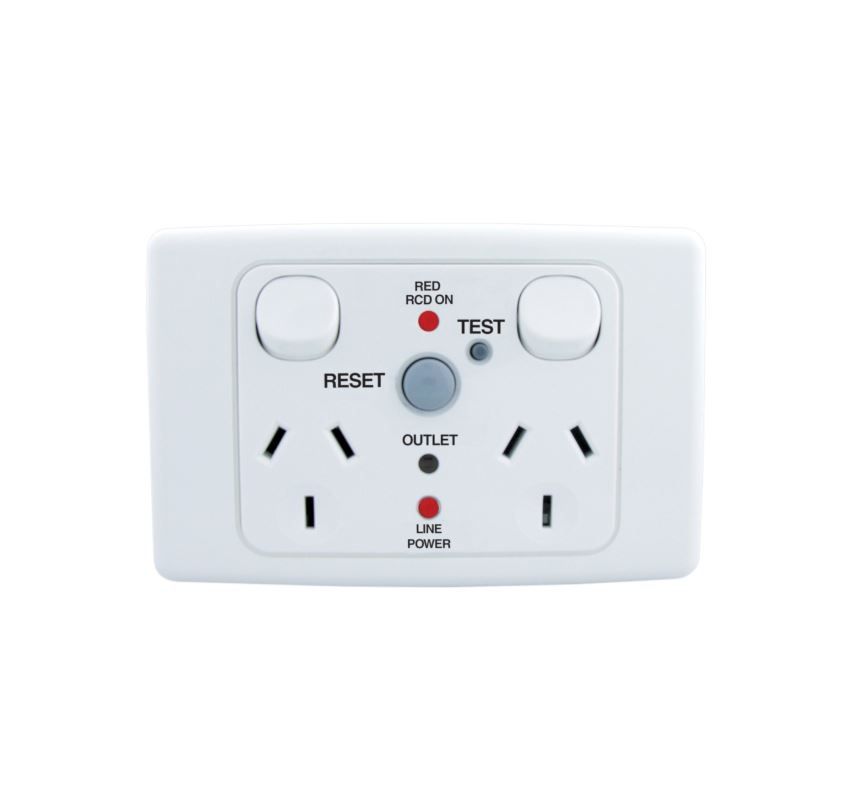 Clipsal 2000 RCD Protected Switched Double Pole Power Point GPO 2025RCD30
