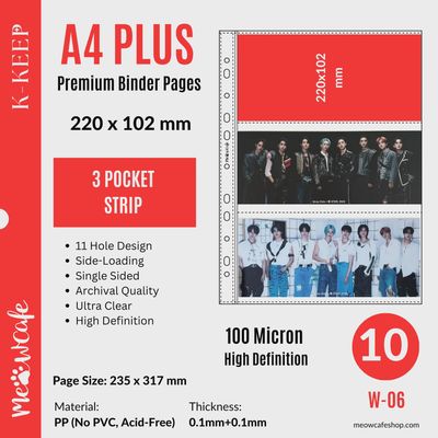 K-KEEP: A4 Plus 3 Pocket Pages - Horizontal Strip 220 x 102 mm (10)