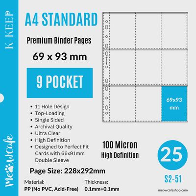 K-KEEP: A4 Standard 9 Pocket - 69x93 (25)