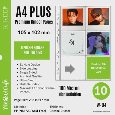 K-KEEP: A4 Plus 6 Pocket Pages - Square 105 x 102 mm (10)