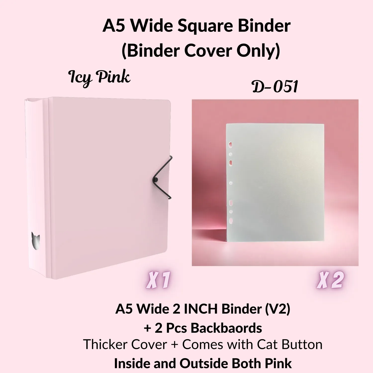 K-KEEP: A5 Wide Square Binder, Colour: Icy Pink