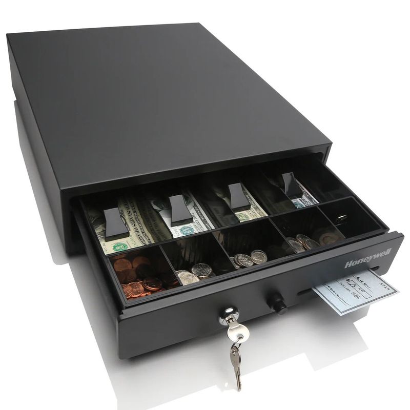 image of an open cash drawer