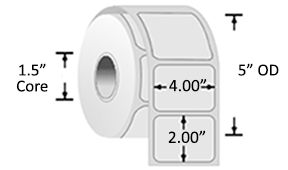 SATO-Transfer 200P 4.00 SATO-Transfer 200P 4.00" x 2.00" Paper Labels,on a 1.5-inch core, 5-inch OD Rolls