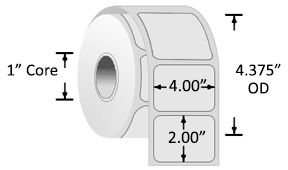 SATO-Transfer 200P 4.00" x 2.00" Paper Labels, 4.375" OD Rolls
