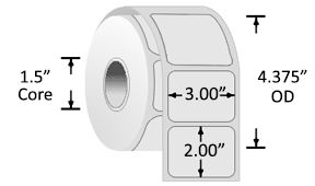 SATO-SF100 Polypropylene(BOPP) 3.00 SATO-SF100 Polypropylene(BOPP) 3.00" x 2.00" Synthetic Labels, on a 1.5-inch core, 4.375" OD Rolls