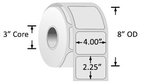Datamax / Honeywell Duratran ™ II Thermal Transfer 4.00 Datamax / Honeywell Duratran ™ II Thermal Transfer 4.00"(w) x 2.25"(h) Paper Labels, 3-inch Core, 8-inch OD Rolls