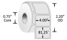 Thermal Transfer 4.00 Thermal Transfer 4.00"(w) x 6.50"(h) paper labels, perfed, 3-inch core, 8-inch OD rolls