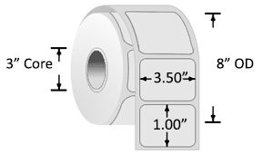 Thermal Transfer 3.00 Thermal Transfer 3.00"(w) x 2.00"(h) paper labels, perfed, 3-inch core, 8-inch OD rolls.