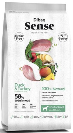 Dibaq Sense Grainfree - Eend &amp; Kalkoen (light &amp; Senior)