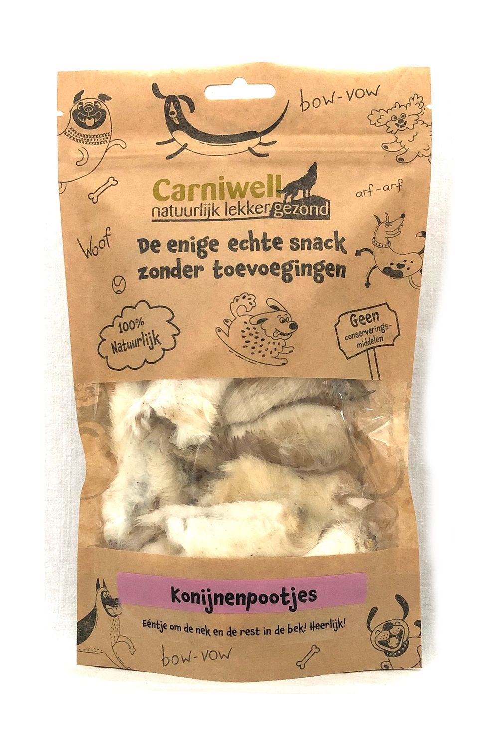 Carniwell Konijnenpootjes met vacht 100g
