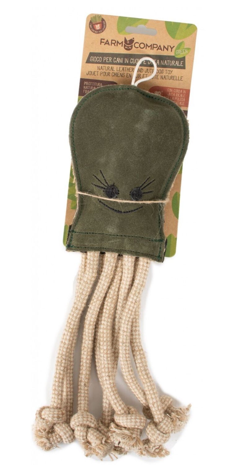 Octopus speeltje (hennep en suede)