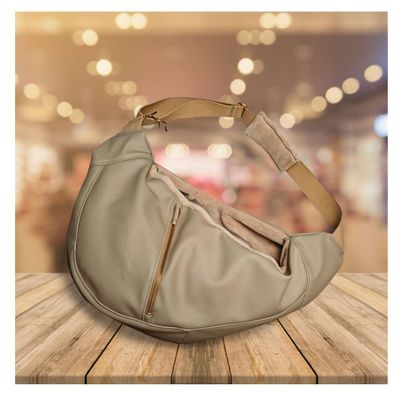Luno Taupe leather dogbag