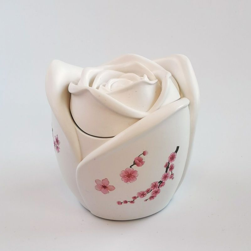 Kerze "Rose" groß mit Blumenmotiv