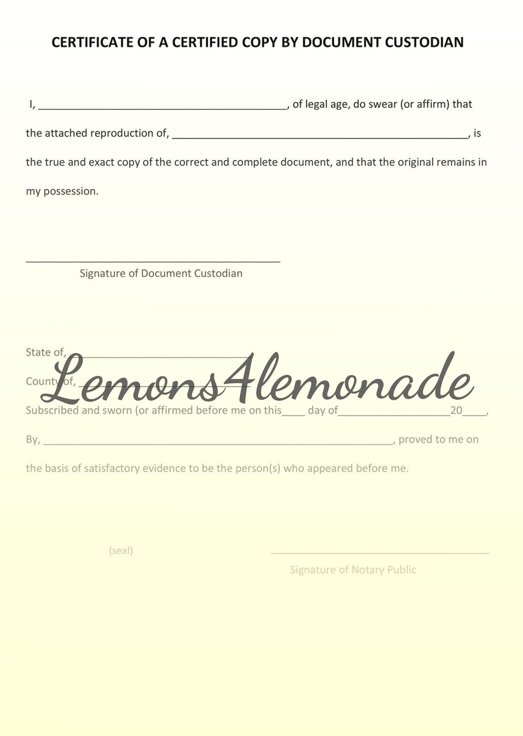 Certified Copy Acknowledgment