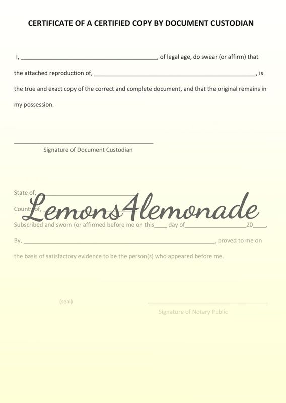 Certified Copy Acknowledgment