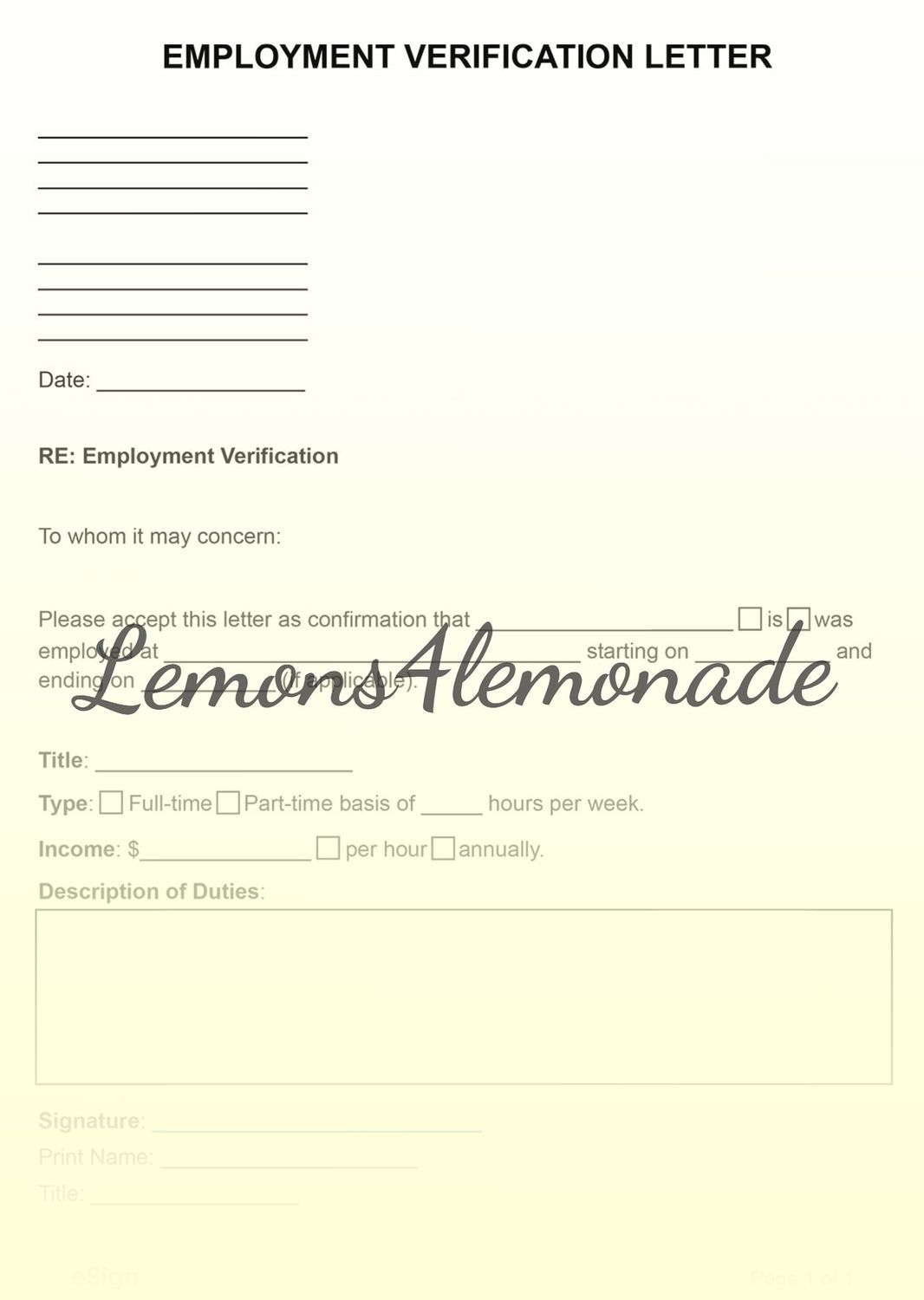 Employment Verification Letter
