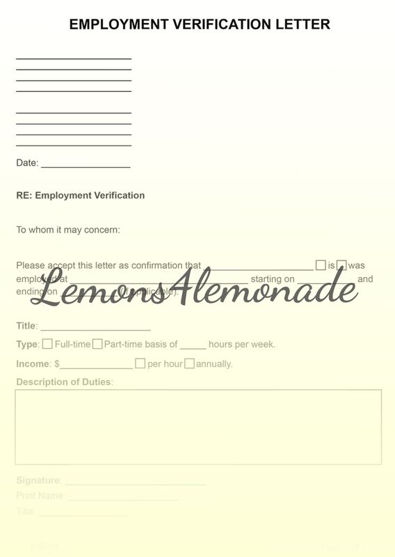Employment Verification Letter