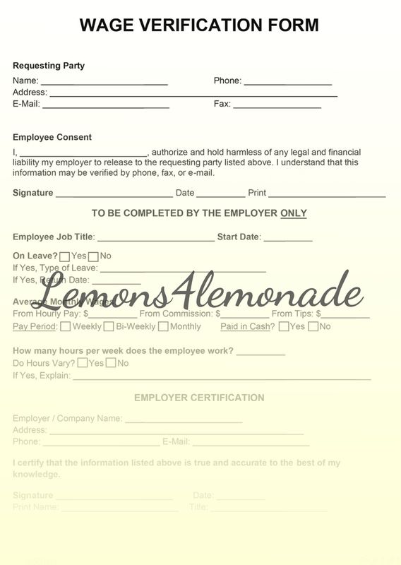 Wage Verification Form