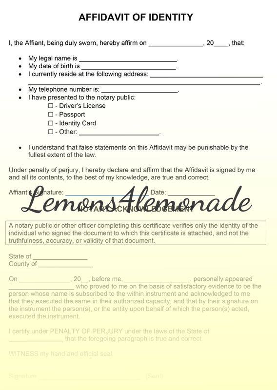 Affidavit of Identity