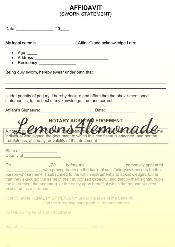 Affidavit Sworn Statement