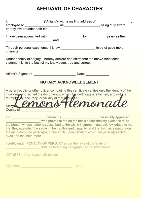 Affidavit of Character