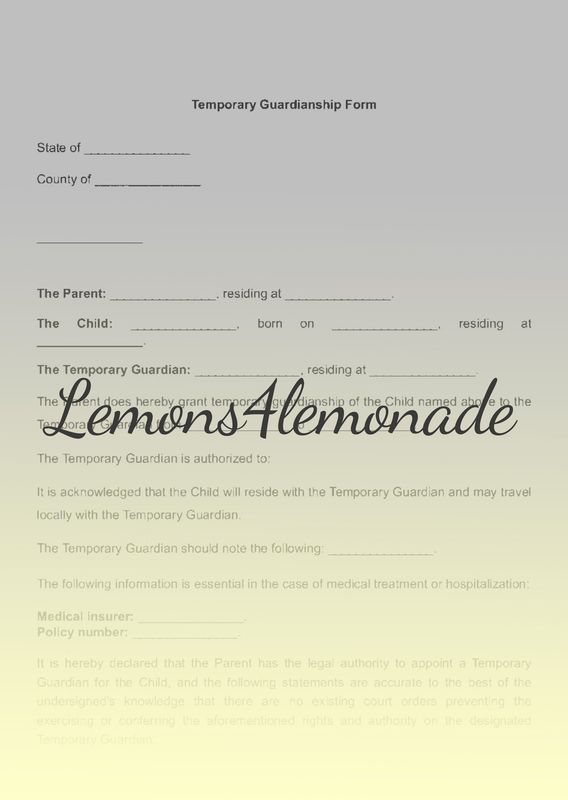Temporary Guardianship Form