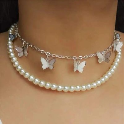 Butterfly design double layer choker