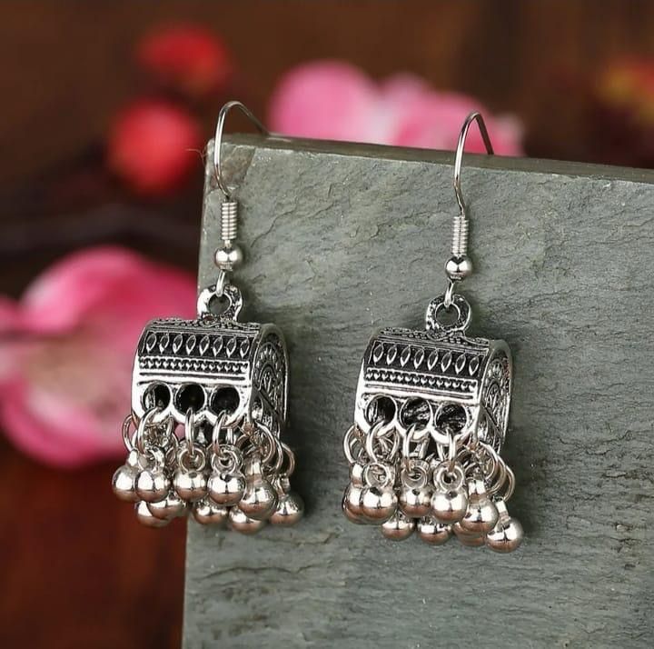 Antique Silver Plated Jhumka