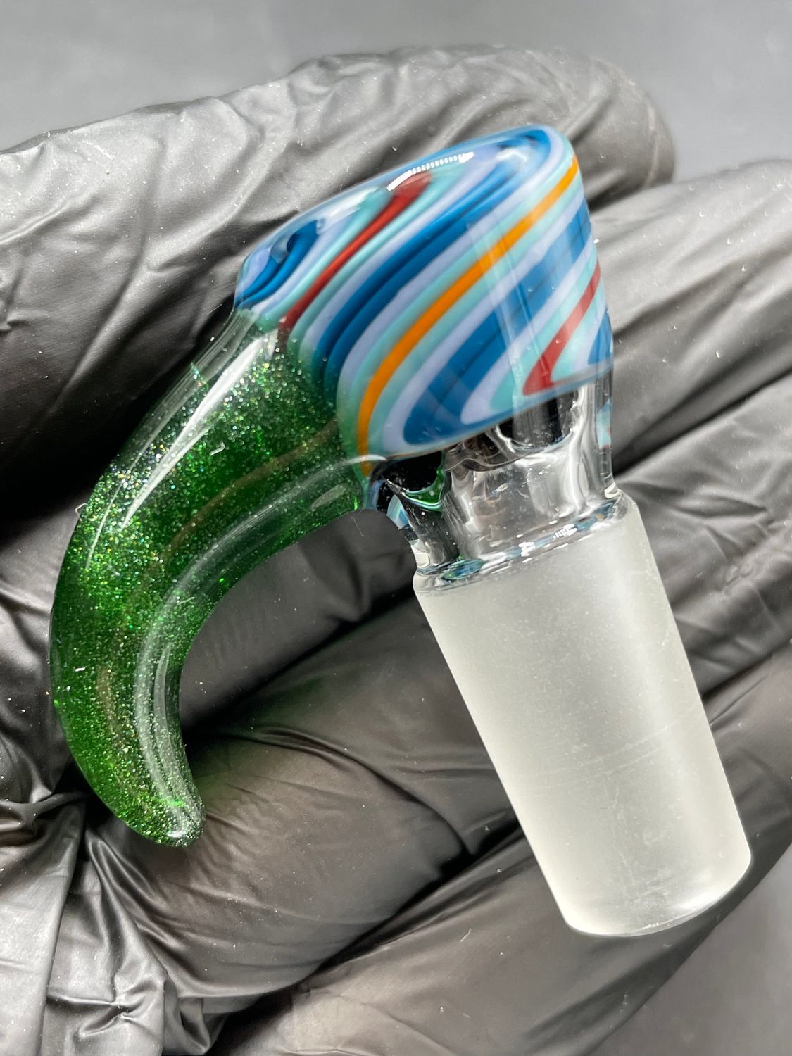 TKO Glass - 14mm Tube Cane Slide with Horn 2